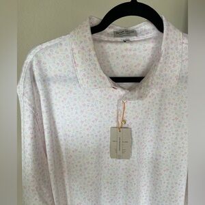 Peter Millar Summer Comfort Mens XL White Utopia Burger Drink Golf Polo
